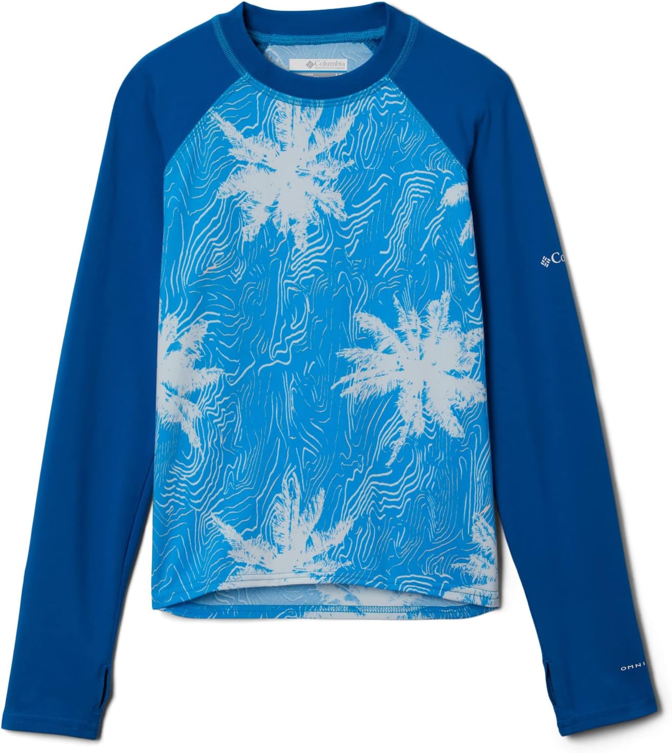 

Футболка Columbia Baby-Boys Sandy Shores Printed Long Sleeve Sunguard, Compass Blue Topo Palms/Bright Indigo, Синий, Футболка Columbia Baby-Boys Sandy Shores Printed Long Sleeve Sunguard, Compass Blue Topo Palms/Bright Indigo