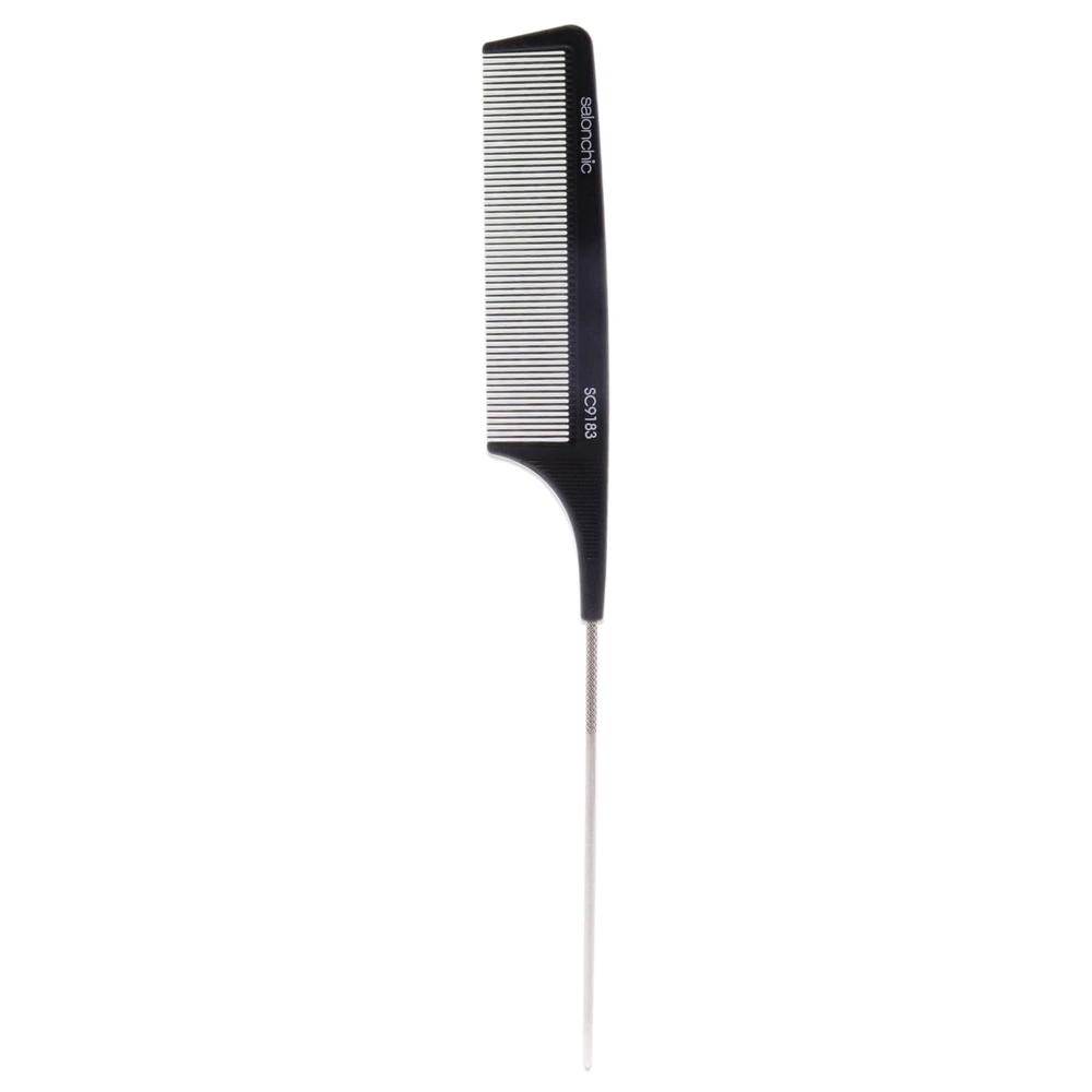 Насадка-гребень Pin Tail Carbon Comb, термостойкая, 9,25 дюйма, с мелкими зубьями, от SalonChic, подходит для мужчин и женщин, 1 шт, прозрачный — фото 2
