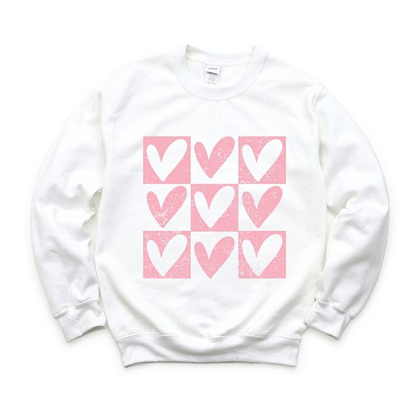 

Свитшот женский с принтом в клетку и розовым сердцем Simply Sage Market, White, Розовый, Свитшот женский с принтом в клетку и розовым сердцем Simply Sage Market, White