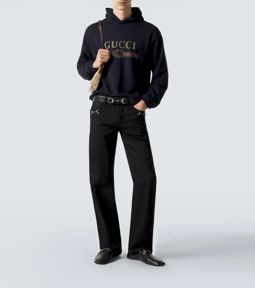 Худи Gucci из хлопка и кашемира с логотипом, синий — фото 2