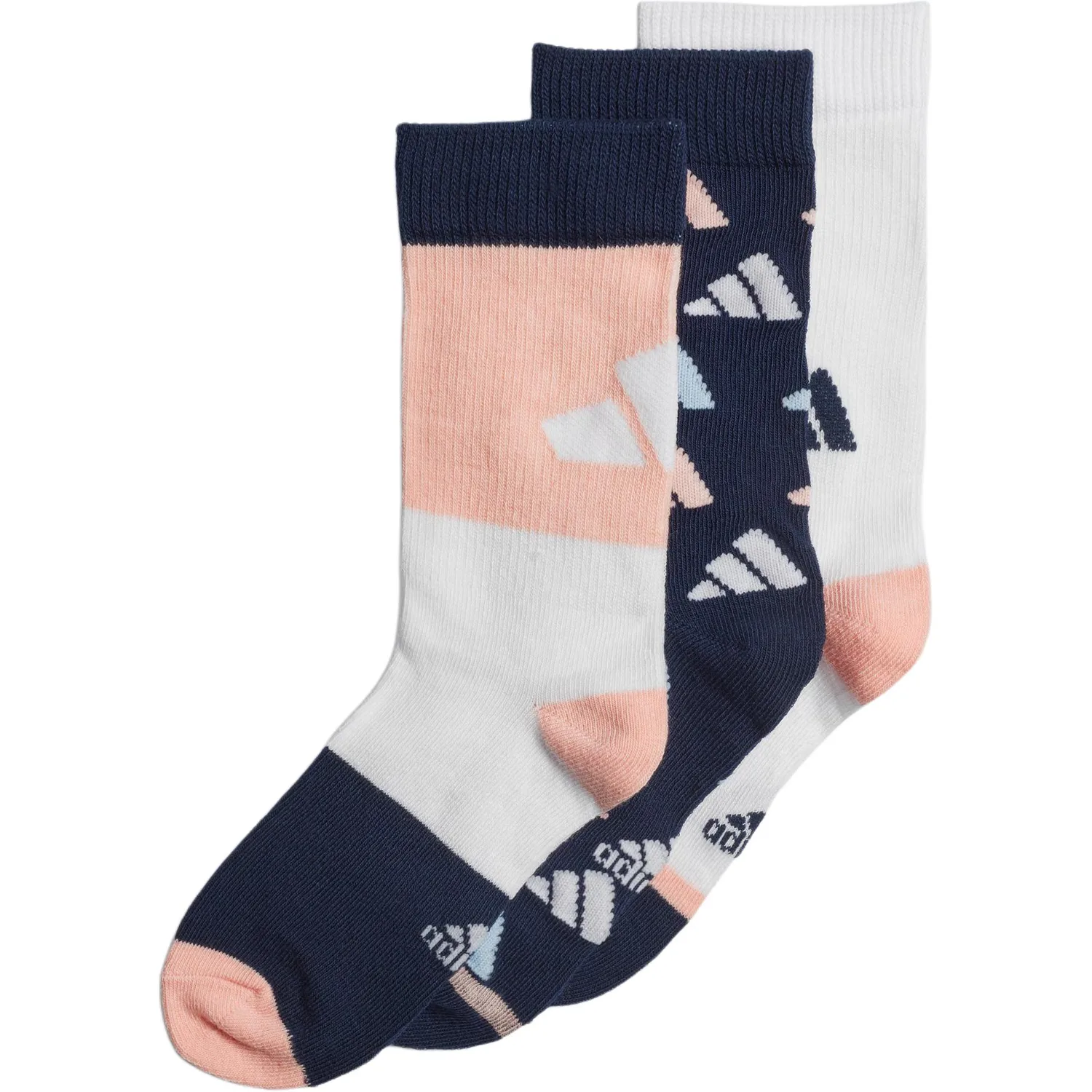Детские носки Moderate Adidas, 3 pack (темно- синий+белый+розовый) — фото 3