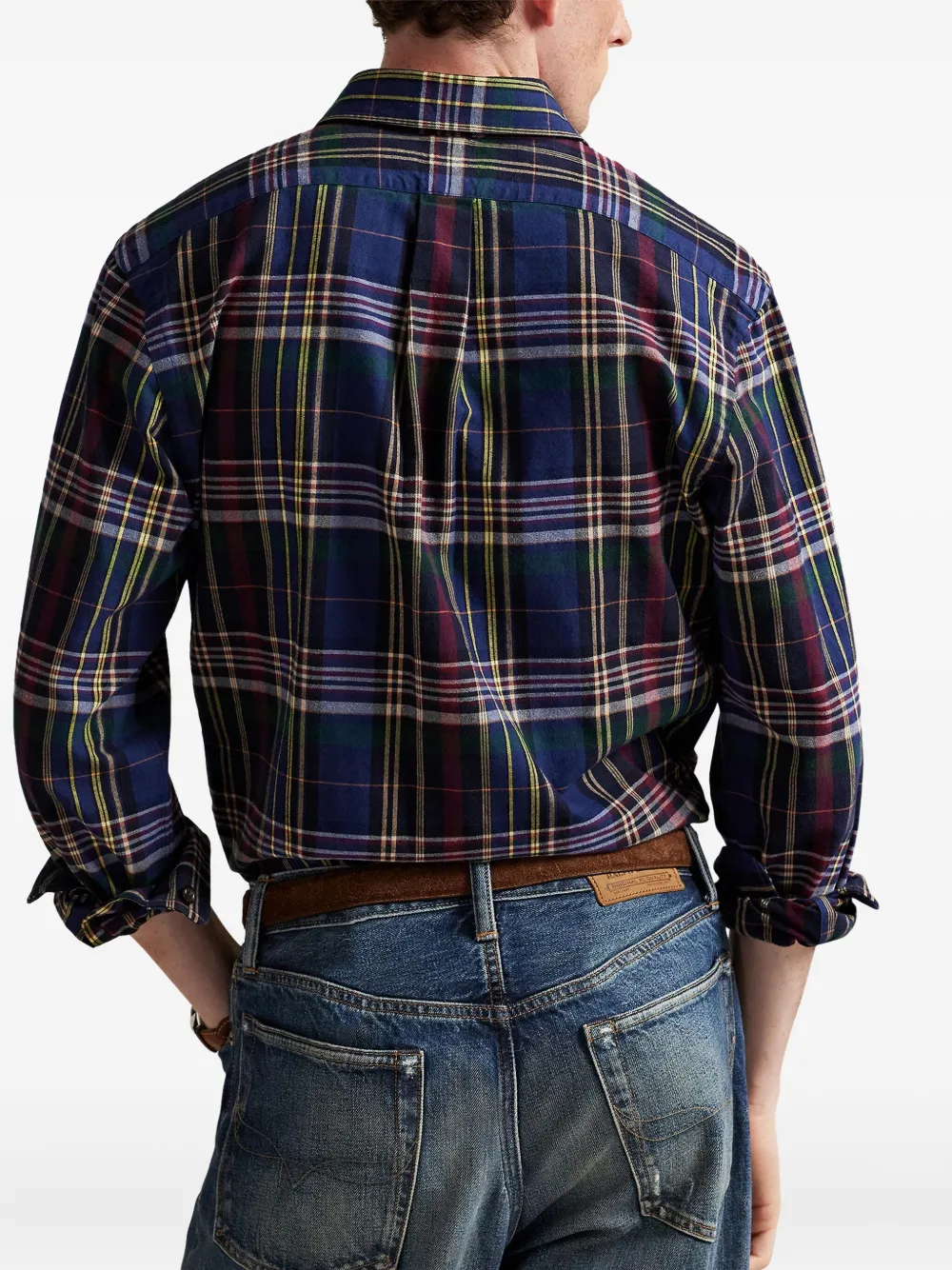 Клетчатая рубашка с начесом POLO RALPH LAUREN, синий — фото 4