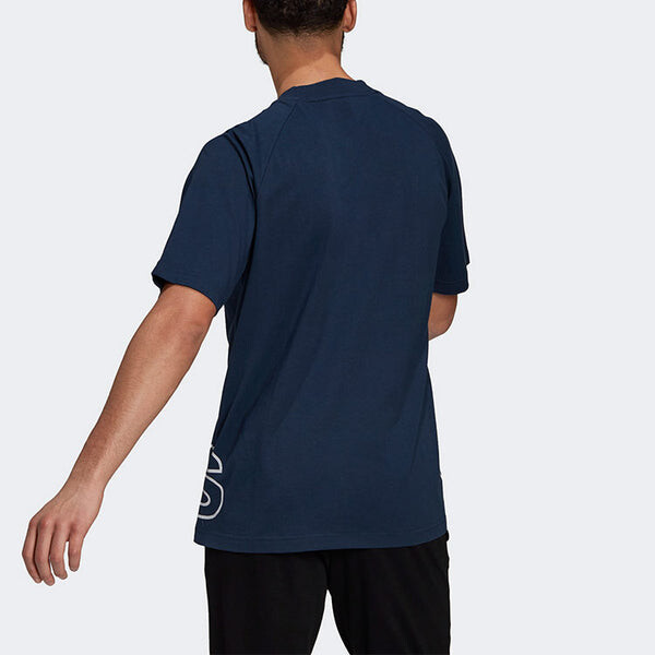 Футболка u big logo t printing sports round neck short sleeve navy blue Adidas, синий — фото 3