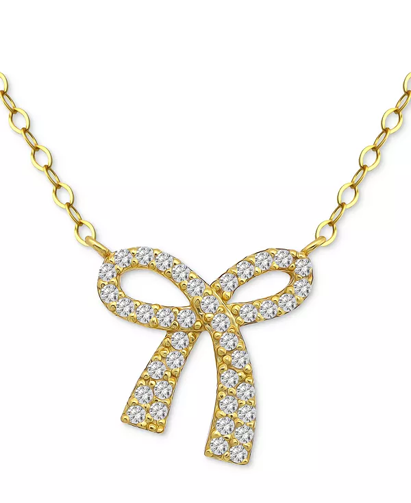 

Ожерелье с подвеской-бантом из кубического циркония, 18 дюймов + 2 дюйма, создано для Macy's. Giani Bernini, gold