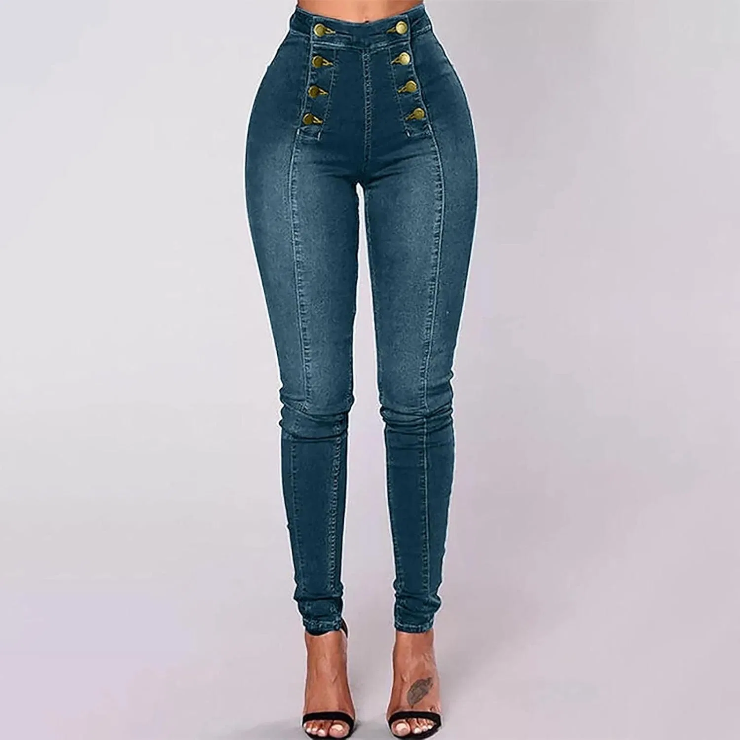 Джинсы скинни High Waisted 15-blue — фото 2