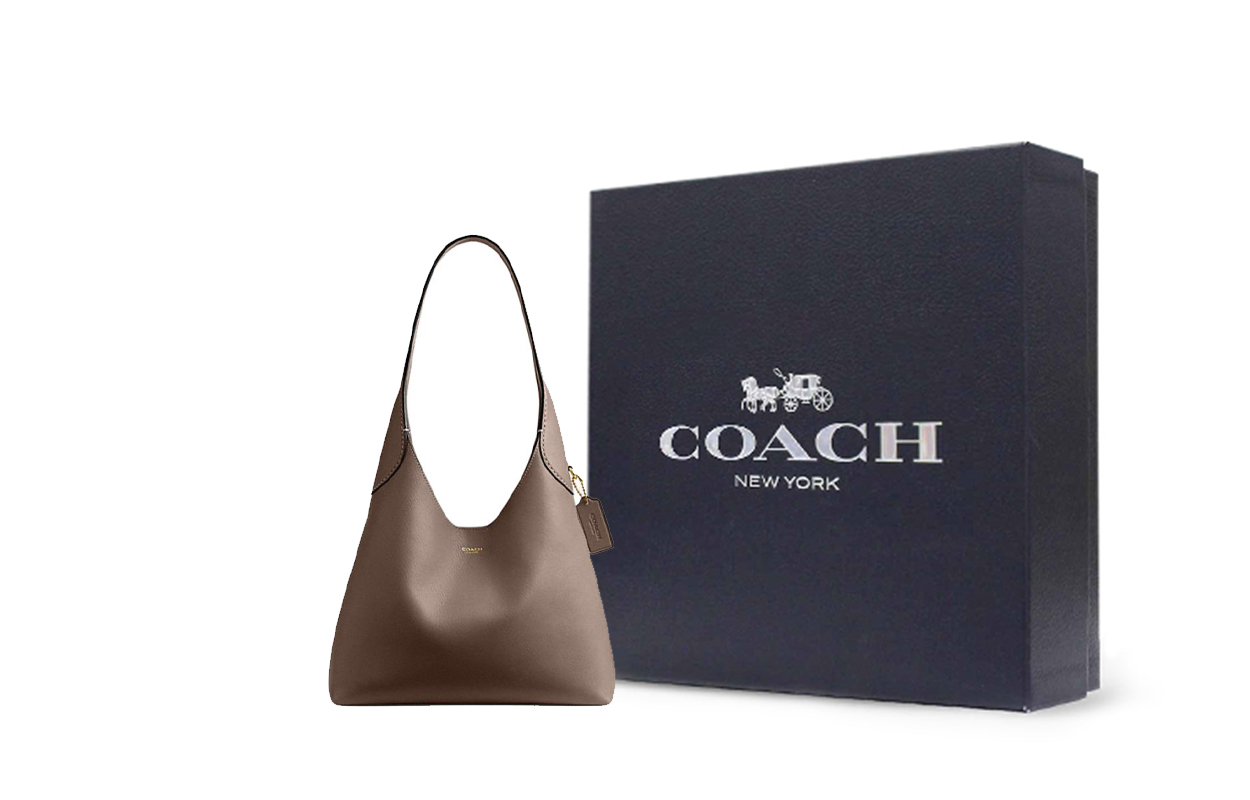 

COACH Бруклин натуральная кожаная сумка с зернистой текстурой Средняя женская сумка через плечо Темный лаймово-серый