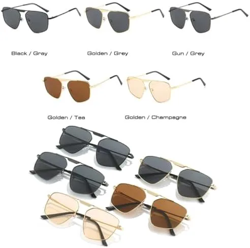

Ретро металлические многоугольные квадратные солнцезащитные очки для женщин, модные очки цвета шампанского, солнцезащитные очки UV400 для мужчин MTZJH, Golden Grey