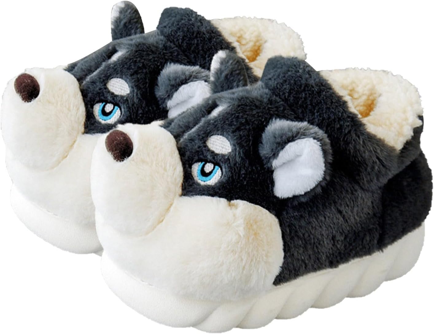 

Мультяшные домашние тапочки в форме собаки для мужчин и женщин, противоскользящие, хлопковые и льняные, для дома и улицы, с эффектом памяти Generic, темно-серый