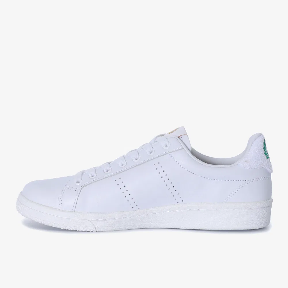 Мужские низкие кеды B721 Leather Toweling белые с зелёным от Fred Perry — фото 2