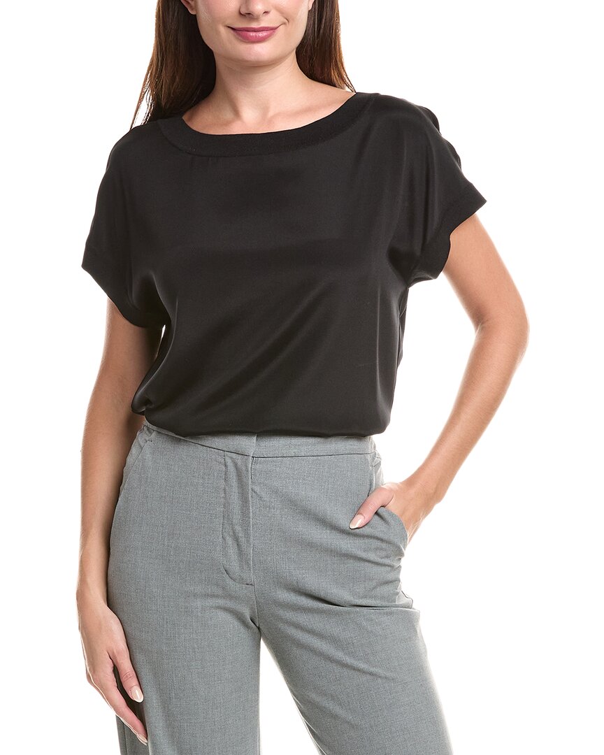 

Lafayette 148 New York Блуза из смесового шелка с трикотажными элементами, черный