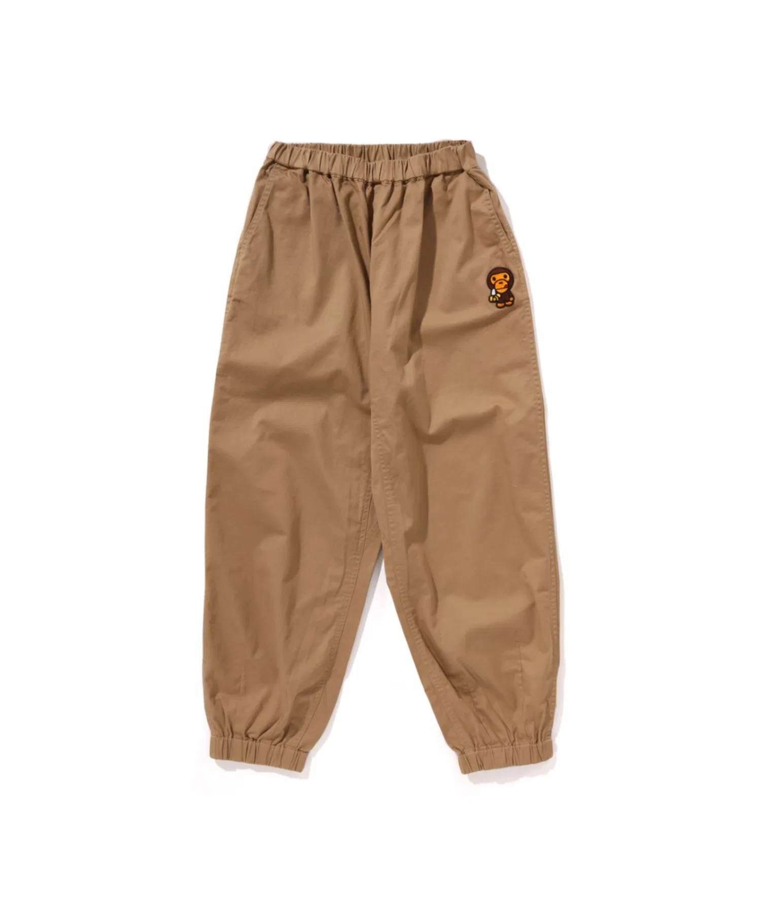 Детские брюки-баллоны A BATHING APE с нашивкой BANANA MILO бежевые