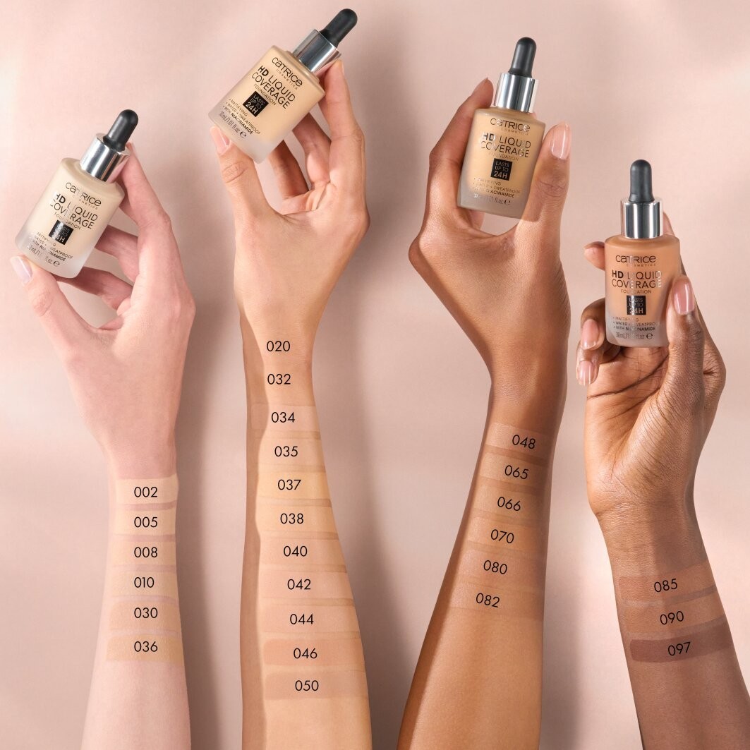 Тональный крем для лица hd liquid coverage Catrice, 082 - warm caramel, объем 30 мл — фото 4