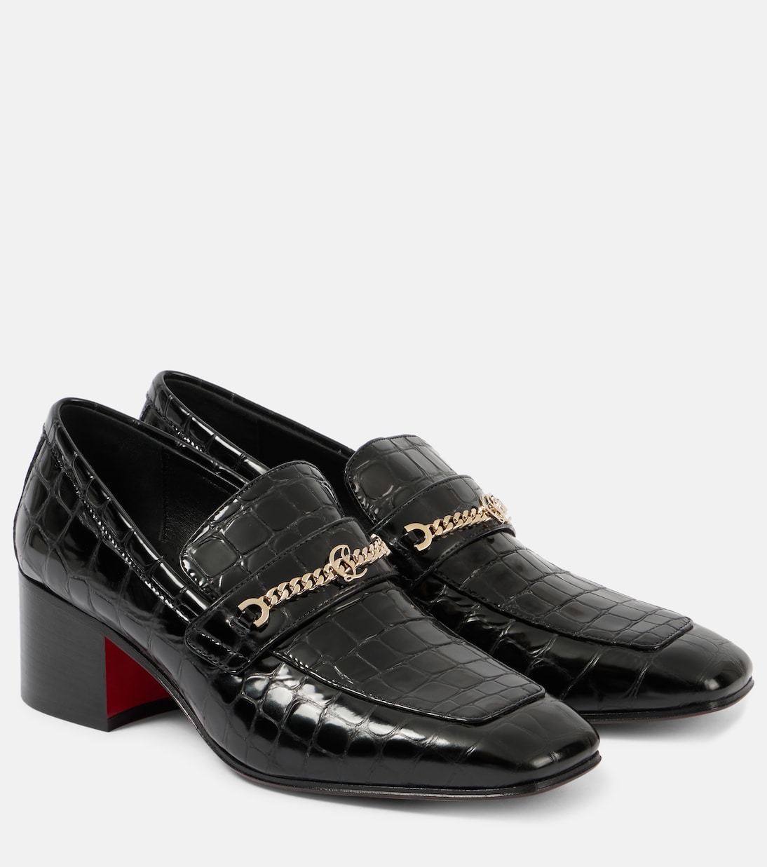 MJ Моксы из кожи с эффектом крокодила Christian Louboutin, черный