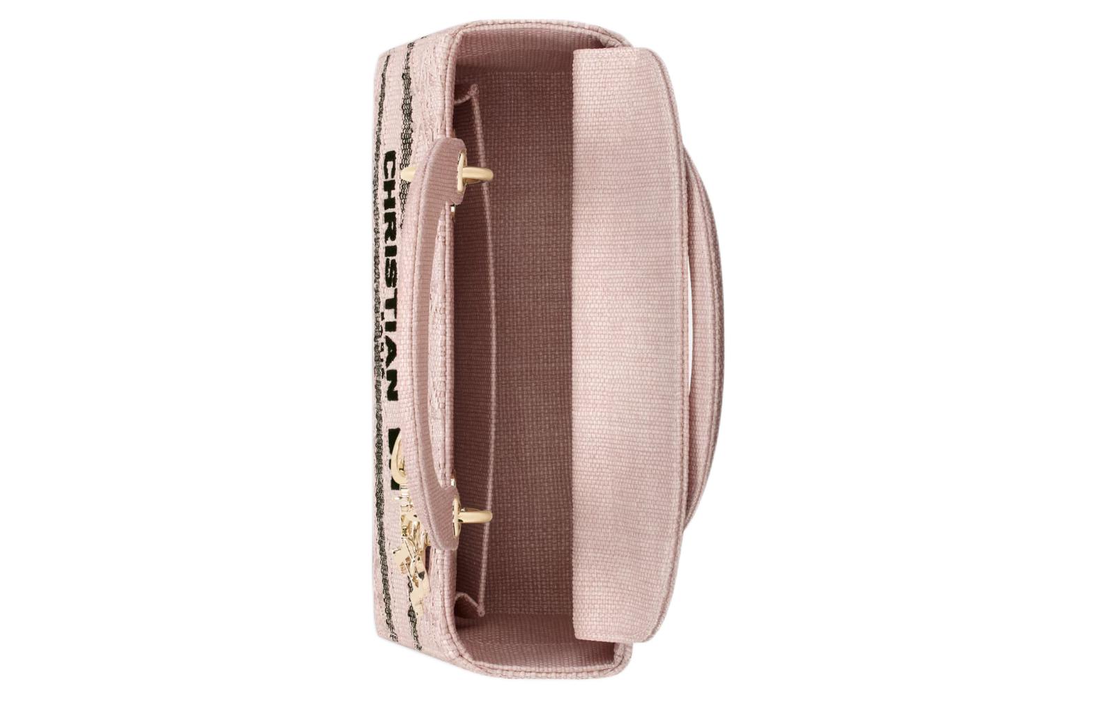 Сумка Lady D-Lite из рафии среднего размера розовая DIOR — фото 4