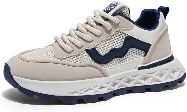 

Мужские спортивные кроссовки с дышащей сеткой, шнуровкой, круглым носком, низким верхом, толстой подошвой и противоскользящей подошвой, подходят для ходьбы и игры в мяч Igzbibg, серый