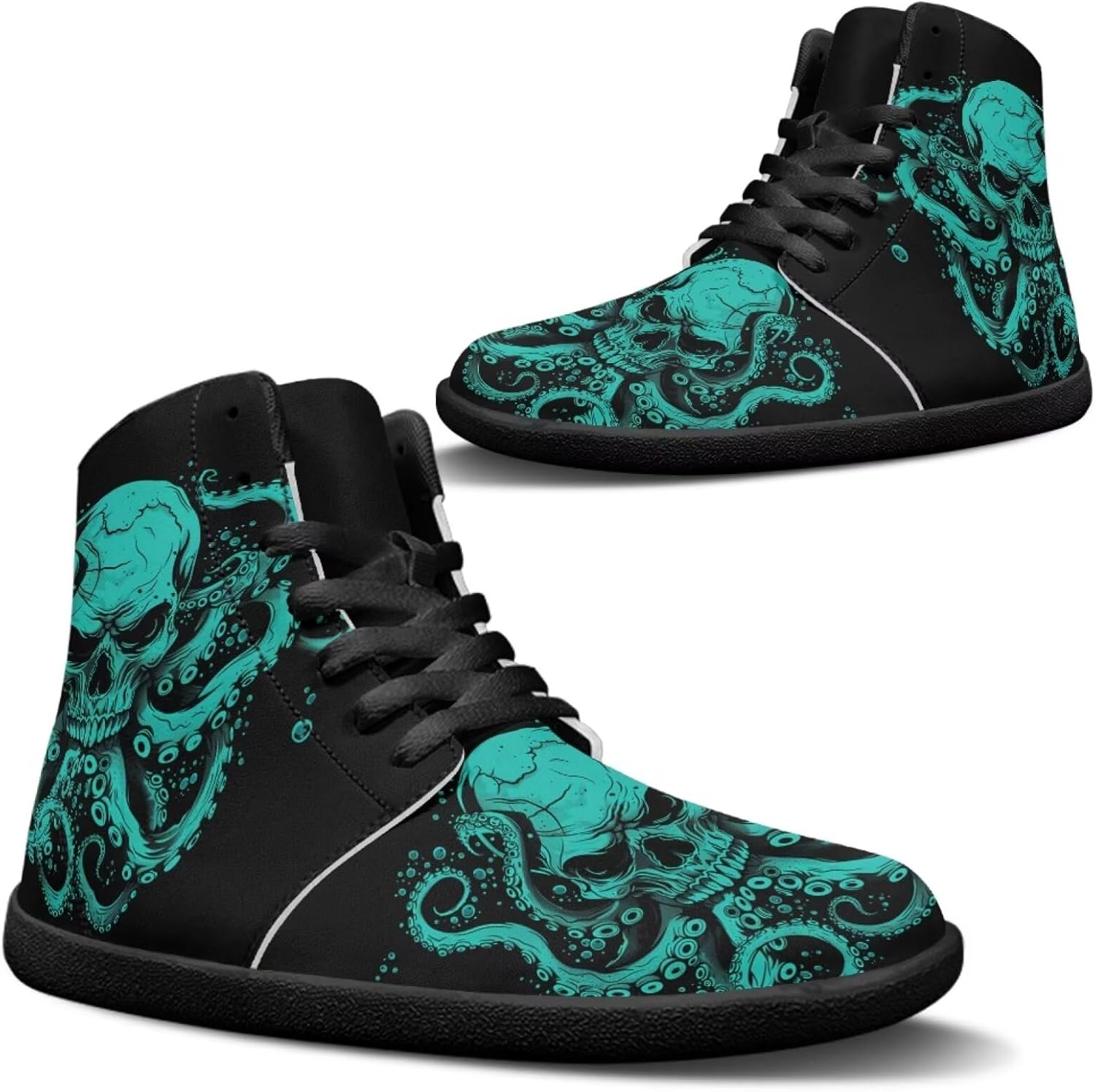 

Кроссовки Jeiento Skull High Top для мужчин с эффектом босоного бега, дышащие, Cthulhu Octopus Skull