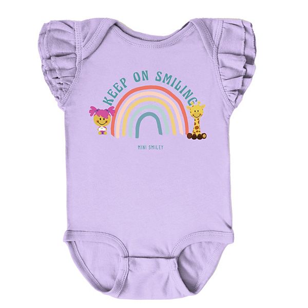 

Боди с рукавами-крылышками Mini smiley keep on smiling rainbow The Juniper Shop, Lavender