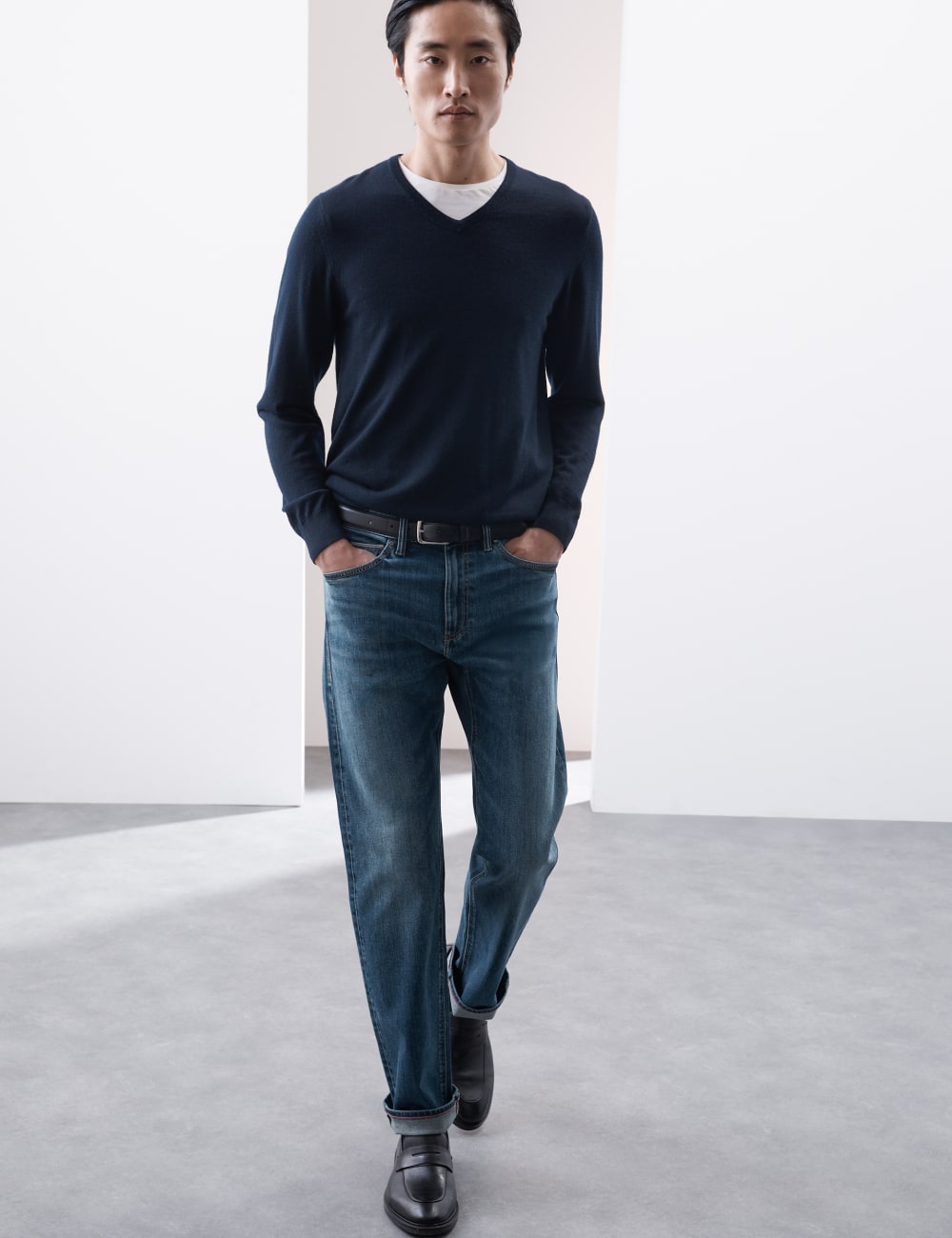 

Прямые джинсы японского покроя Selvedge Autograph, цвет Med blue denim