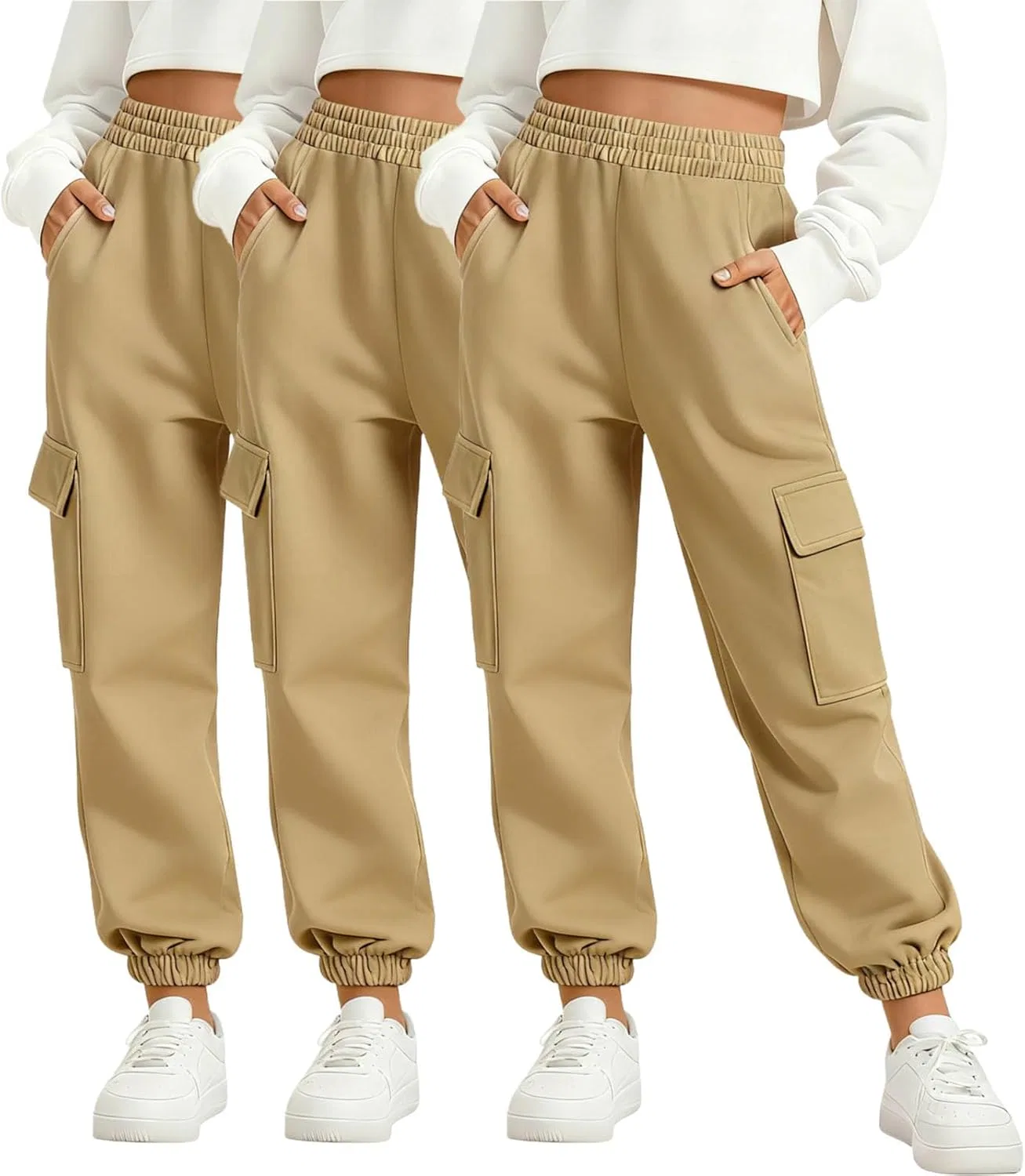 Детские спортивные брюки карго на 3 шт, Zzalalana, цвет Khaki