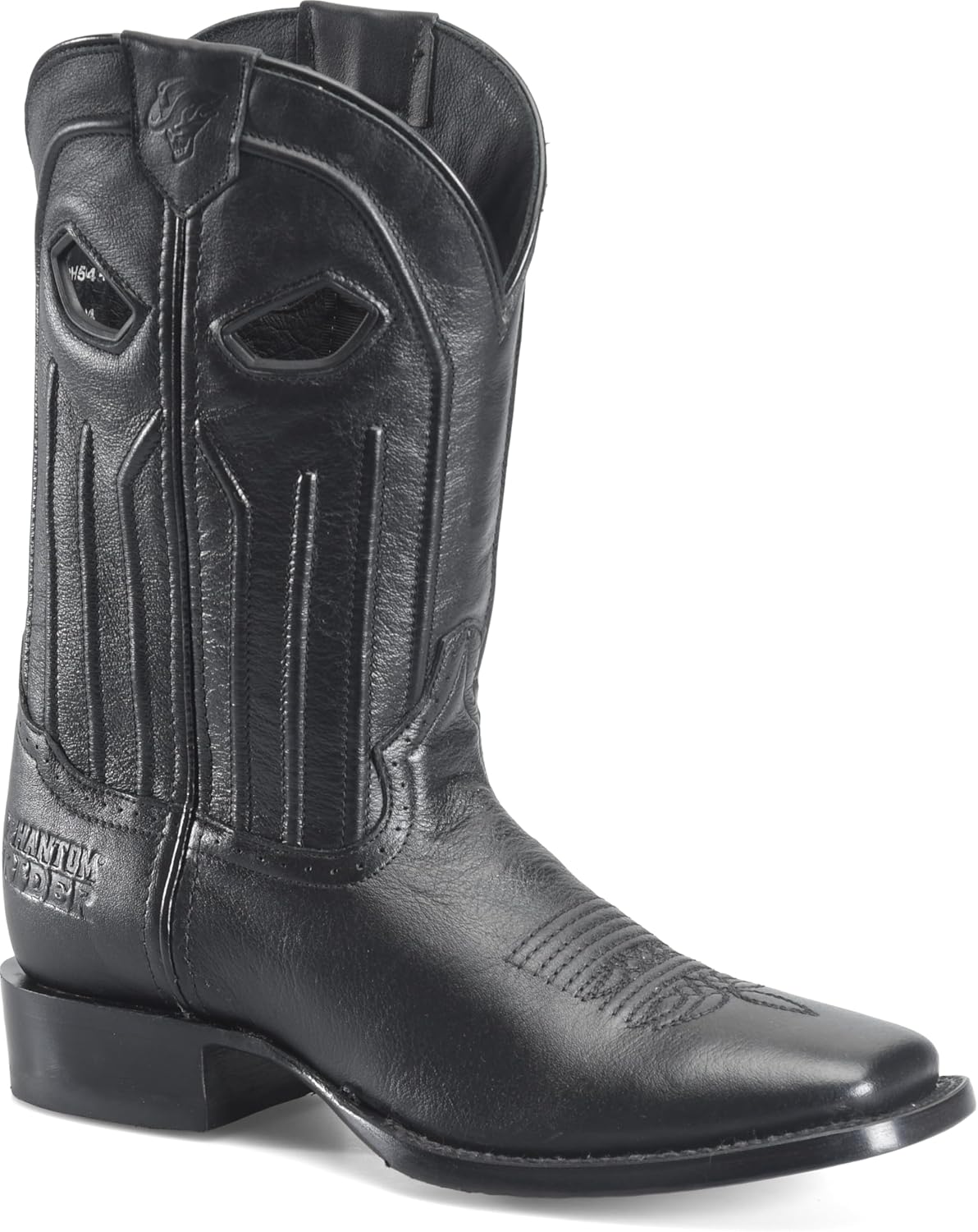 

PHANTOM RIDER Мужские западные сапоги Roper, размер 11, из кожи, прочные классические ковбойские сапоги с удобной амортизирующей стелькой, черный