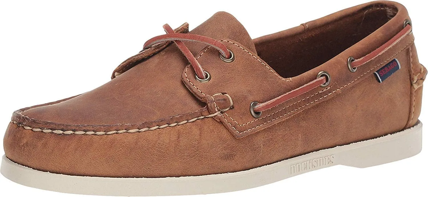 Мокасины Sebago Portland из красивой кожи - с кожей ручной работы, кожаной подошвой и характерной неустойчивой резиновой опорой, коричневый