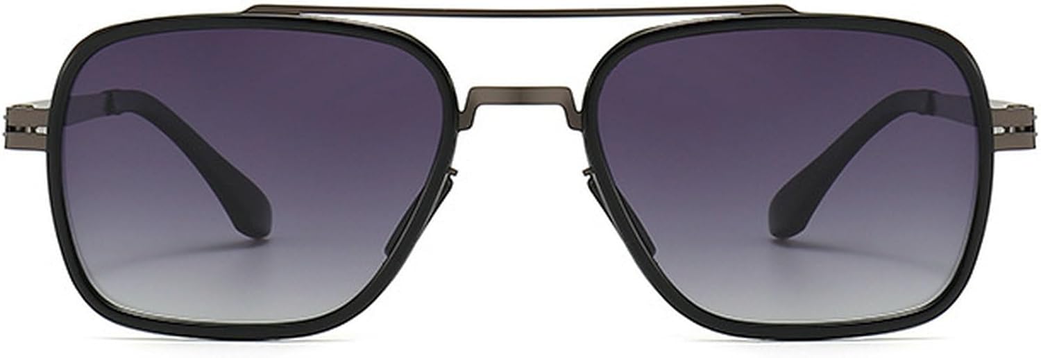 

Поляризованные солнцезащитные очки для мужчин, ретро, ​​металлические квадратные солнцезащитные очки с двойной перемычкой, для вождения, зеленые и черные, UV400 mincl, Gradient Grey