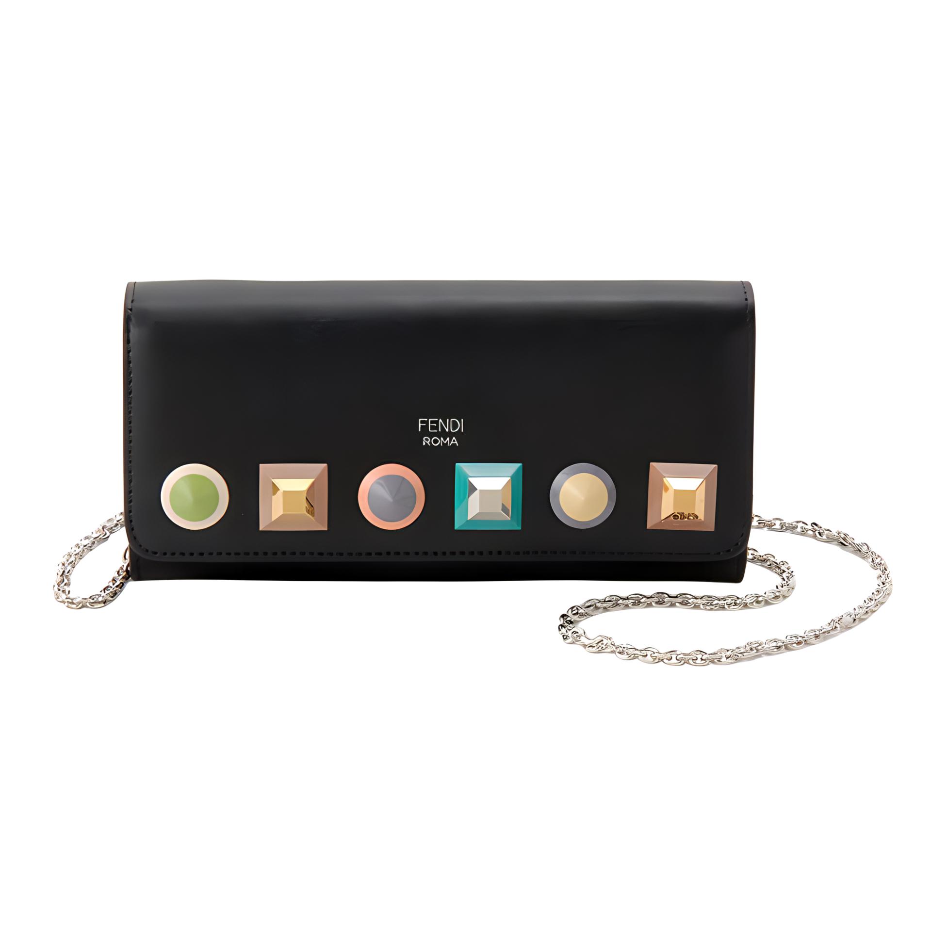 

FENDI Кожаная цепочная сумка кроссбоди, маленькая женская сумка через плечо черная