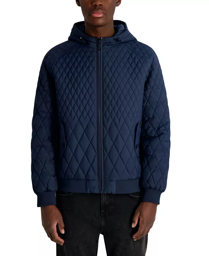 

Парижское мужское стеганое пальмо-бомбер с алмазным узором Karl Lagerfeld, синий