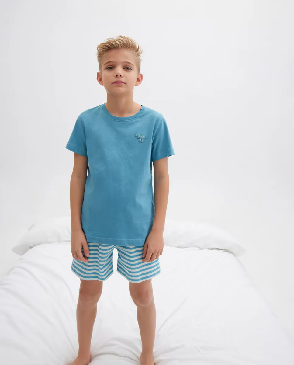 

Пижама для мальчика с полосатыми штанами Cotton Juice, зеленый