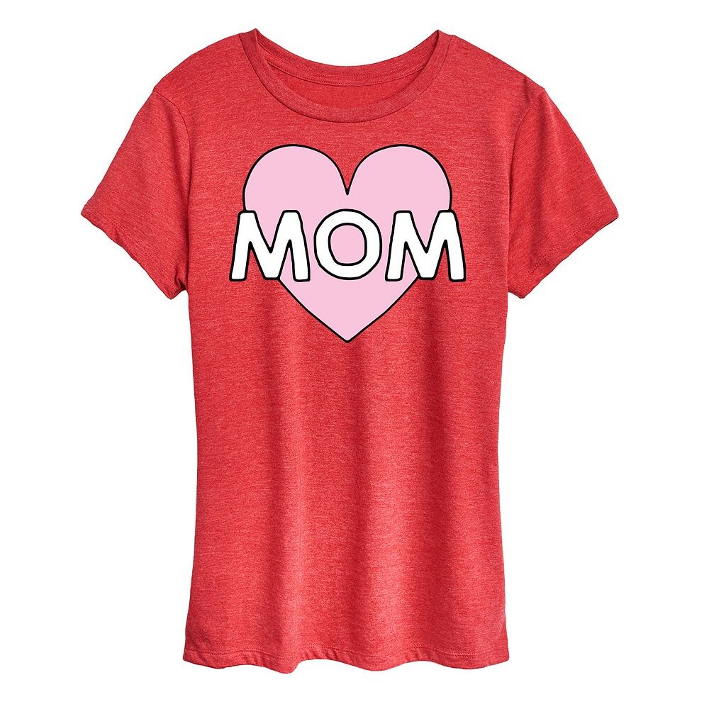 

Женская футболка с рисунком Mom Heart, цвет Heather Red