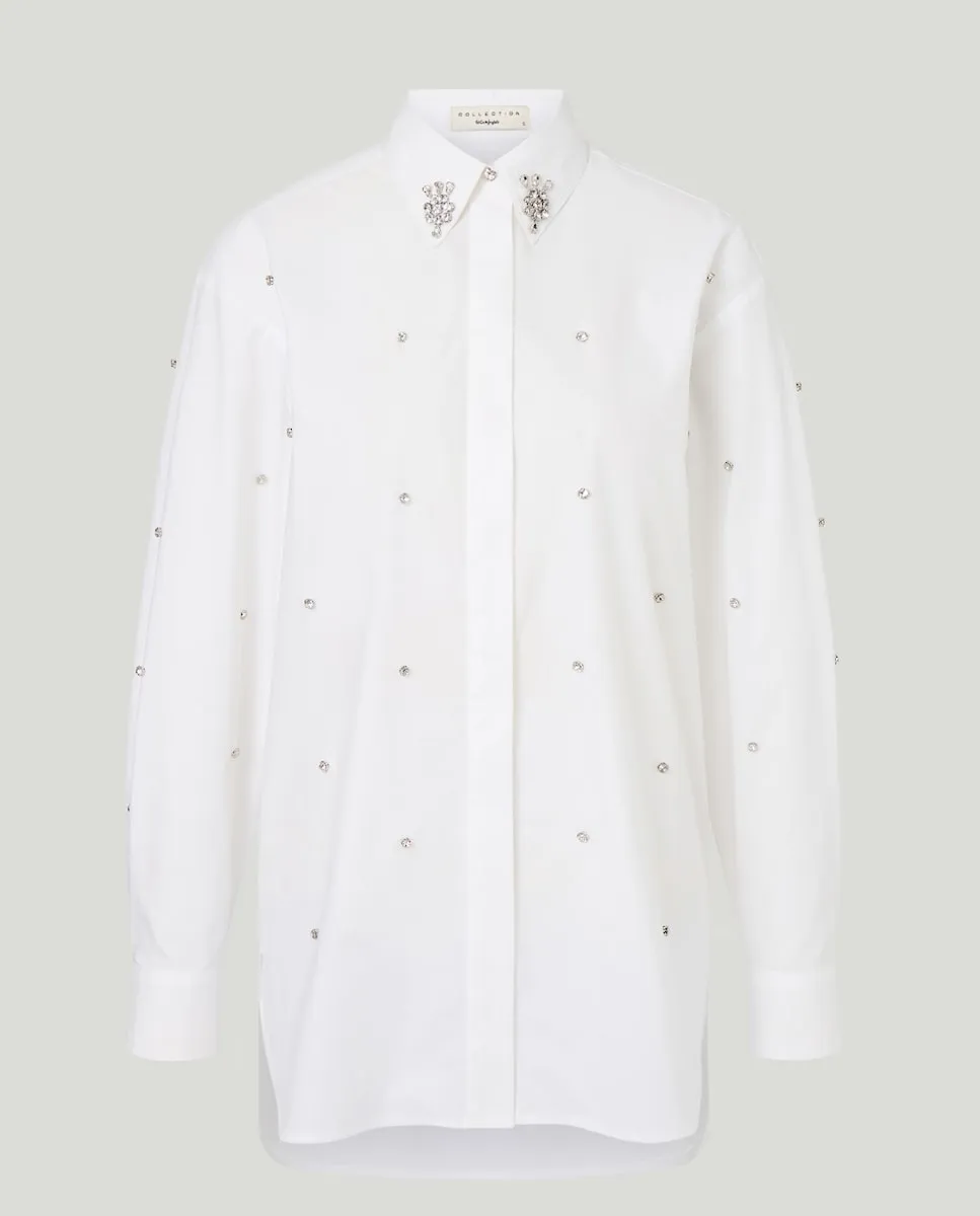 

Однотонная рубашка с длинным рукавом для женщин Woman El Corte Inglés, белый