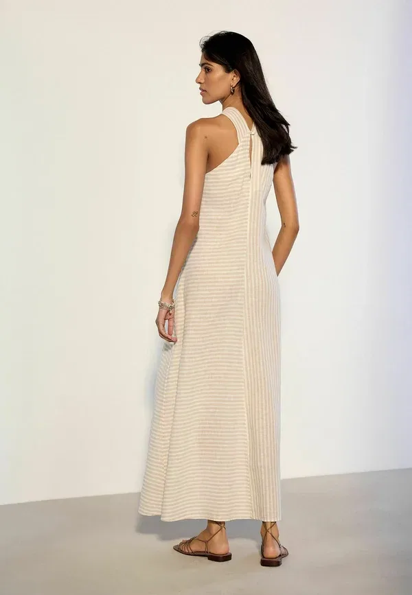 Платье Next Regular fit halter twist neck midi dress, нейтральная полоска — фото 2