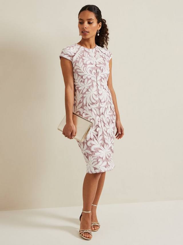 

Миниатюрное плетеное платье karima длиной до колен Phase Eight, цвет Pale Pink