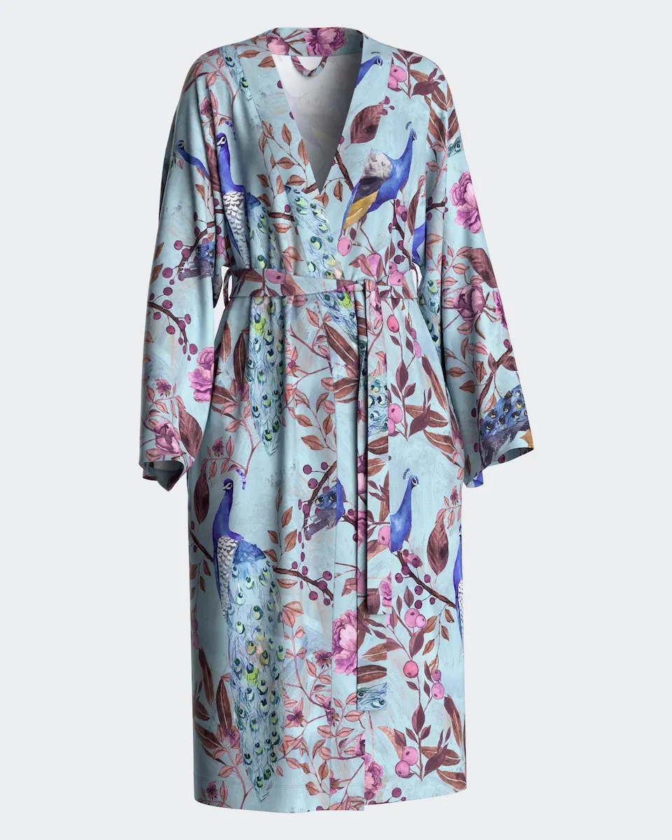 

Женский халат с восточным принтом из модала Impetus, синий