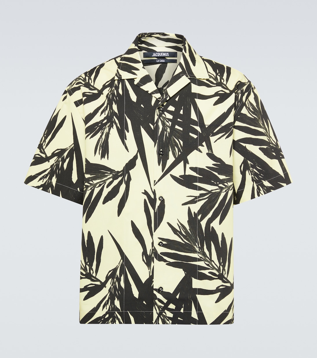 Рубашка для боулинга из хлопкового поплина La Chemise Jean Jacquemus, Prt Foliage Black/Yellow