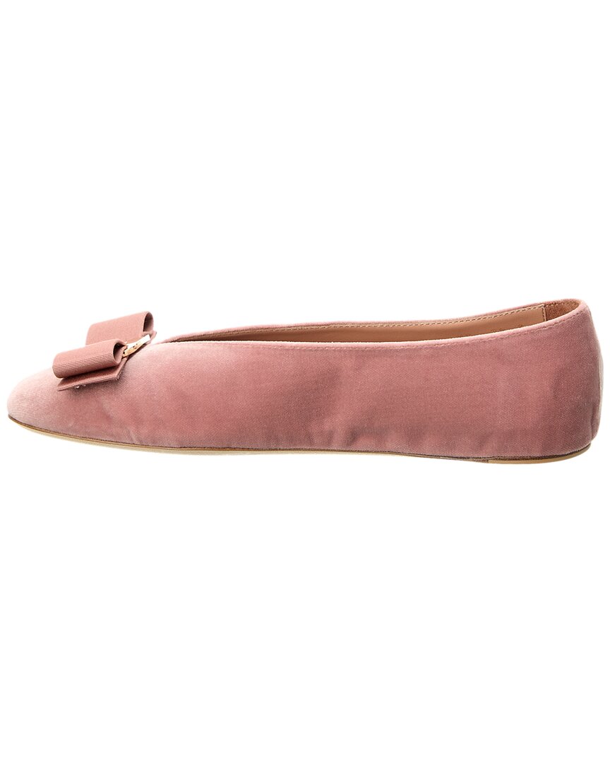Ferragamo Vara Bow Балетки из бархата Salvatore Ferragamo, коричневый — фото 2