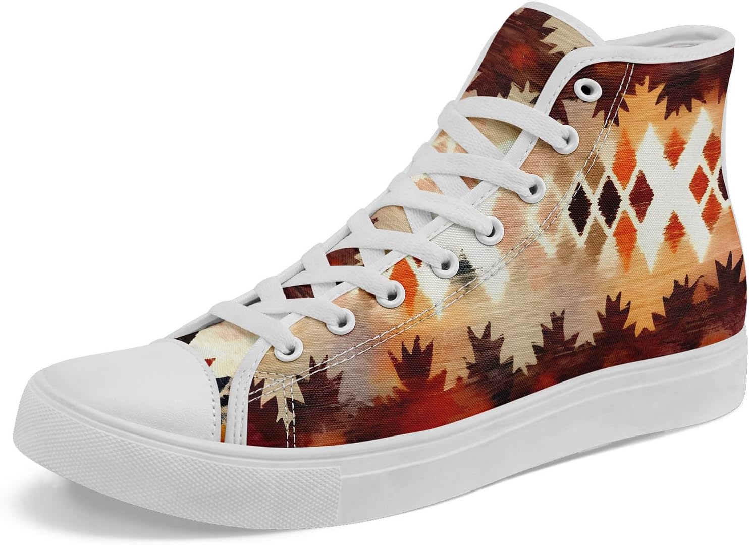 

Высокие кеды из канвы для мужчин и женщин - дышащие, легкие, этнические повседневные туфли с прочной резиновой подошвой Awsole, белый