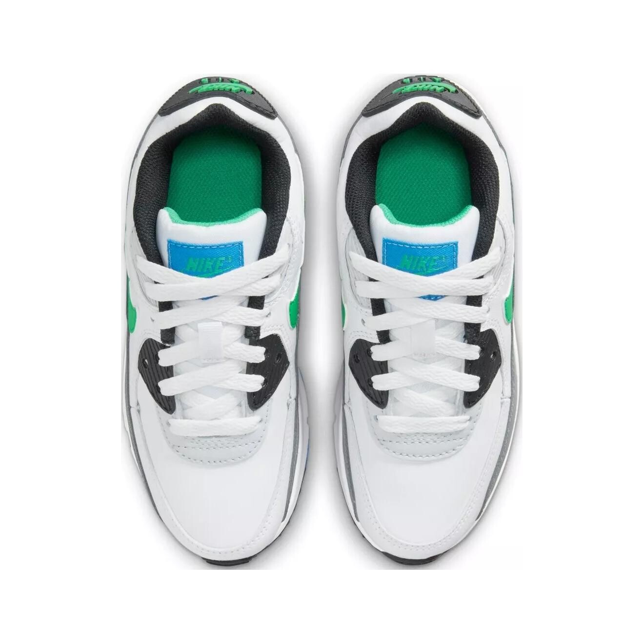 Кроссовки Nike Air Max 90 Kids Lifestyle Shoes PS Low-top White/Pure Platinum/Cool Gray/Stadium Green, белый/серый/зеленый — фото 4