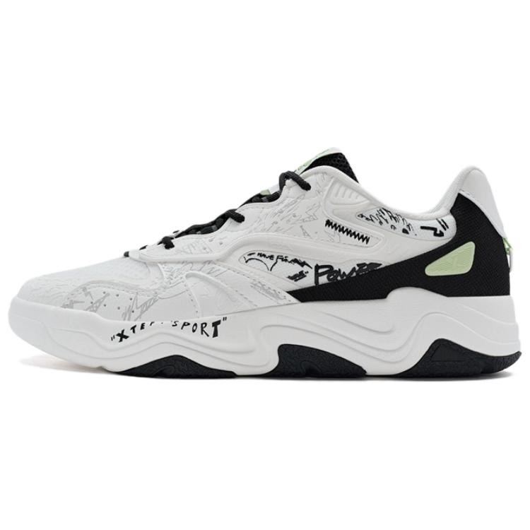 

XTEP Подводное течение 3.0 Износостойкие низкие скейтерские кроссовки мужские белый черный зеленый - белый черный зеленый, цвет White Black Green