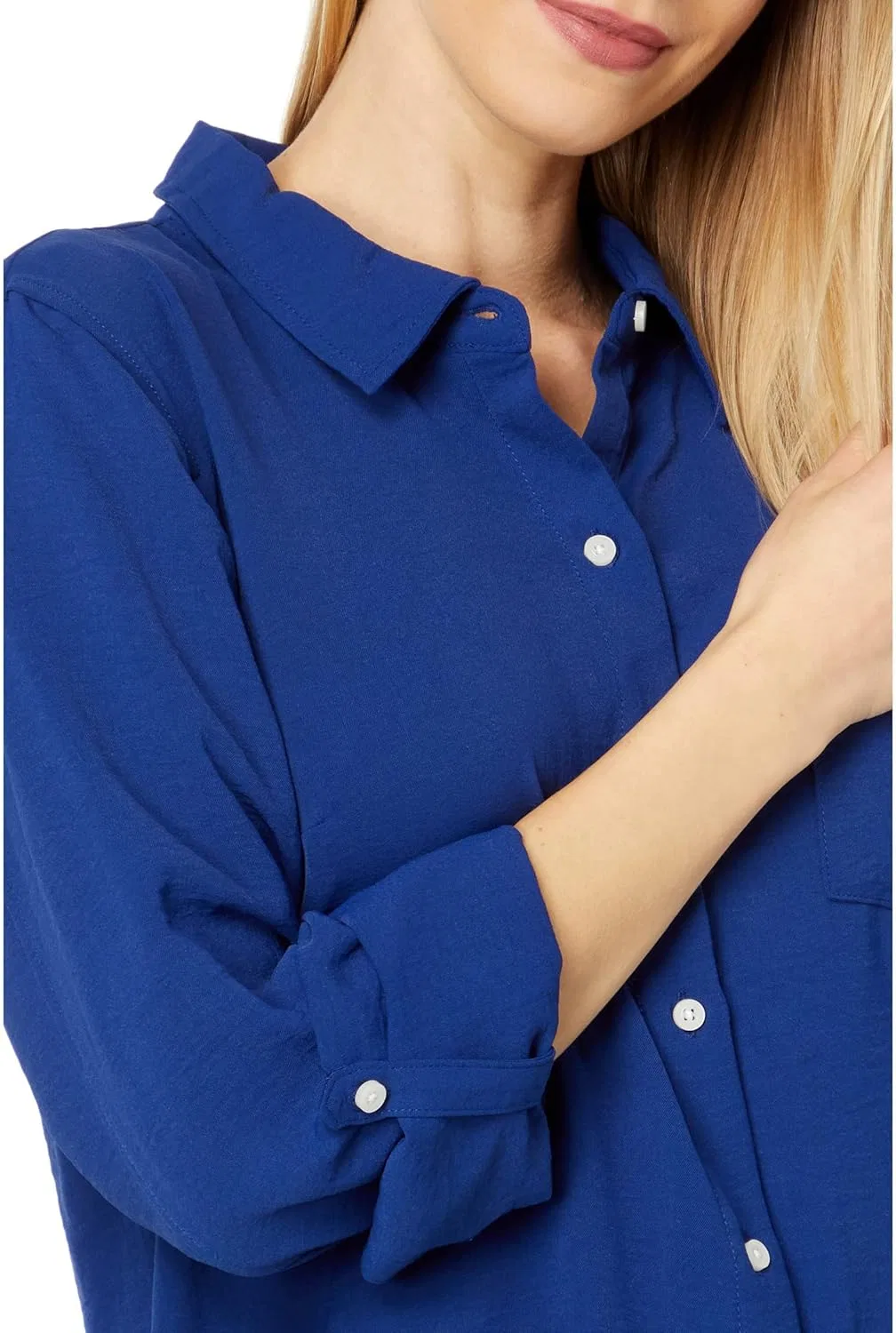 Блуза, женская, Roll Tab Button Down, Tommy Hilfiger, темно-синий — фото 3