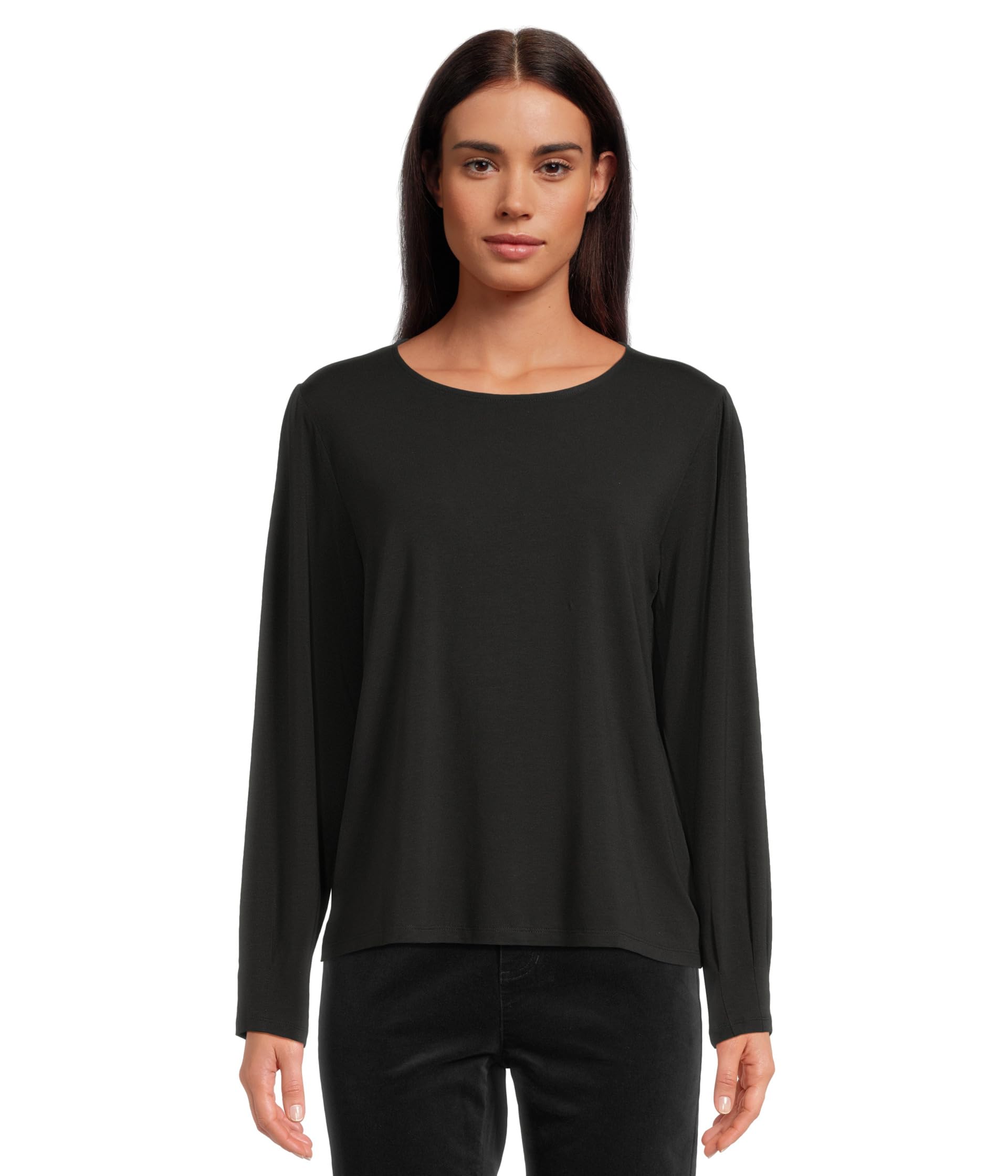 

Топ Eileen Fisher Jewel Neck Easy Top, черный
