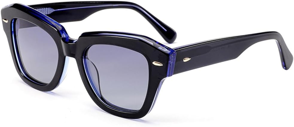 

Солнцезащитные очки с поляризованным покрытием в ацетатной оправе для женщин, геометрические солнцезащитные очки для мужчин, защита от ультрафиолета UV400 VFDHN, Black Blue