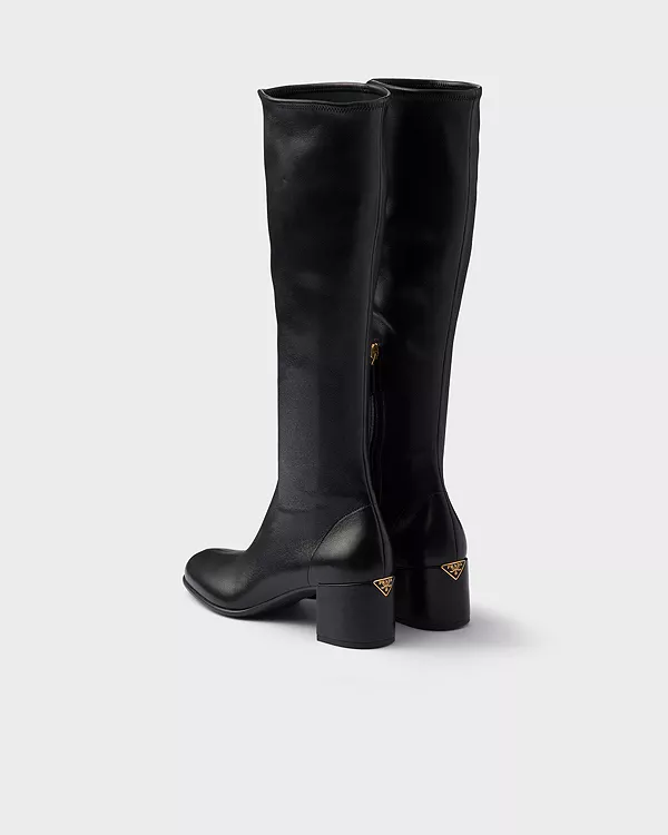 Женские сапоги из эластичной кожи наппа Prada, черный — фото 4
