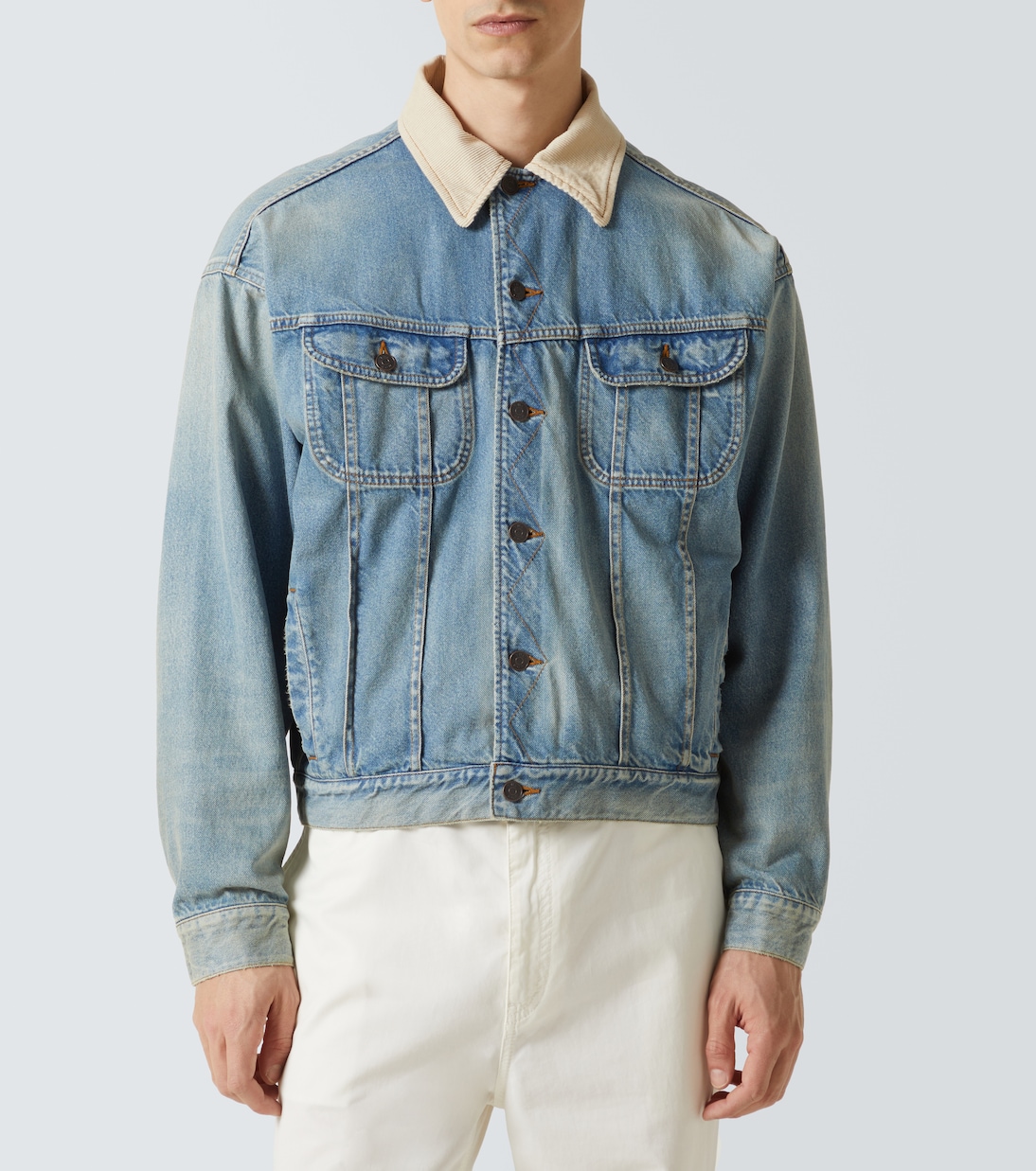 Куртка из денима с отделкой из вельвета Joret The Row, Light Indigo — фото 3