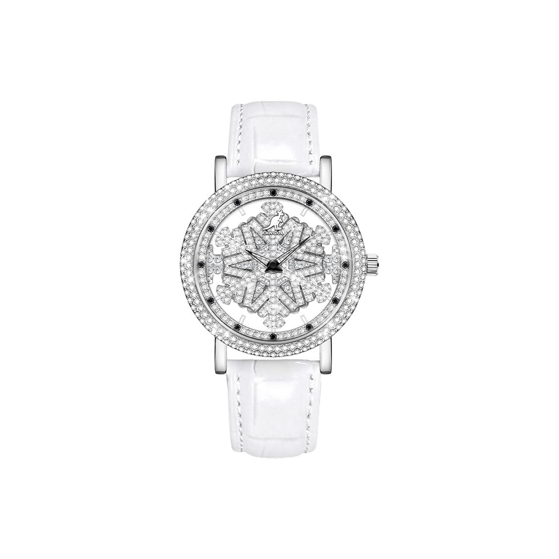 

Снежинка кварцевый механизм кожаный ремешок женские часы с прорезным циферблатом KANGOL