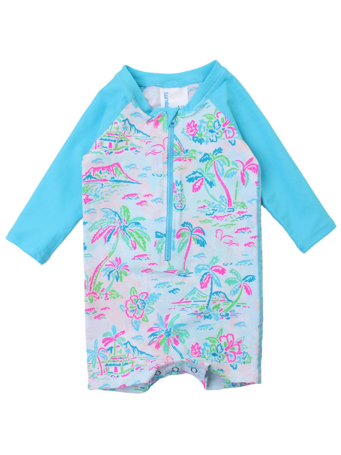 

Детский комбинезон с длинным рукавом Tropical Resort для мальчиков в белом цвете RuffleButts