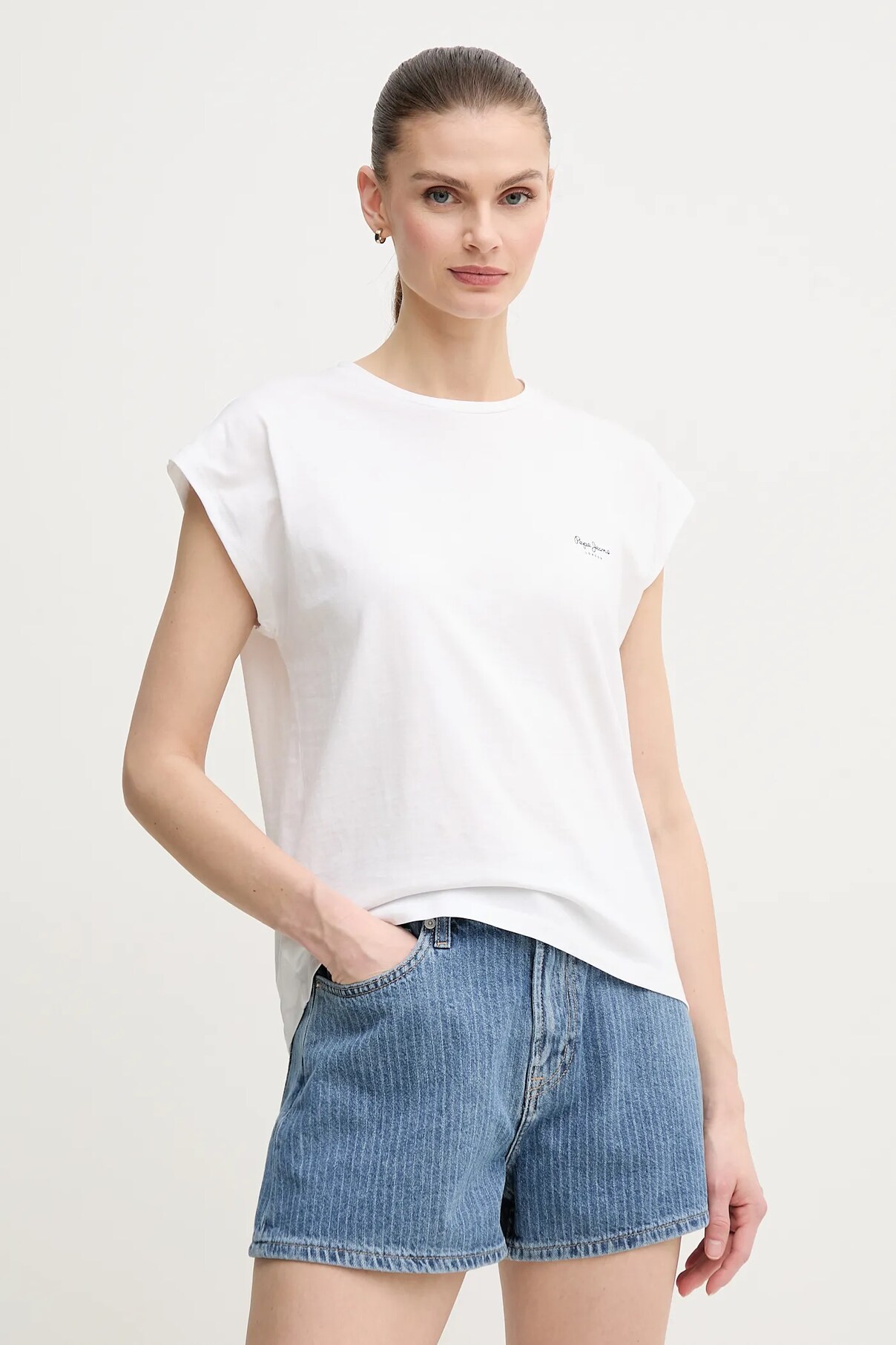 

Футболка из хлопка BLOOMA Pepe Jeans, белый