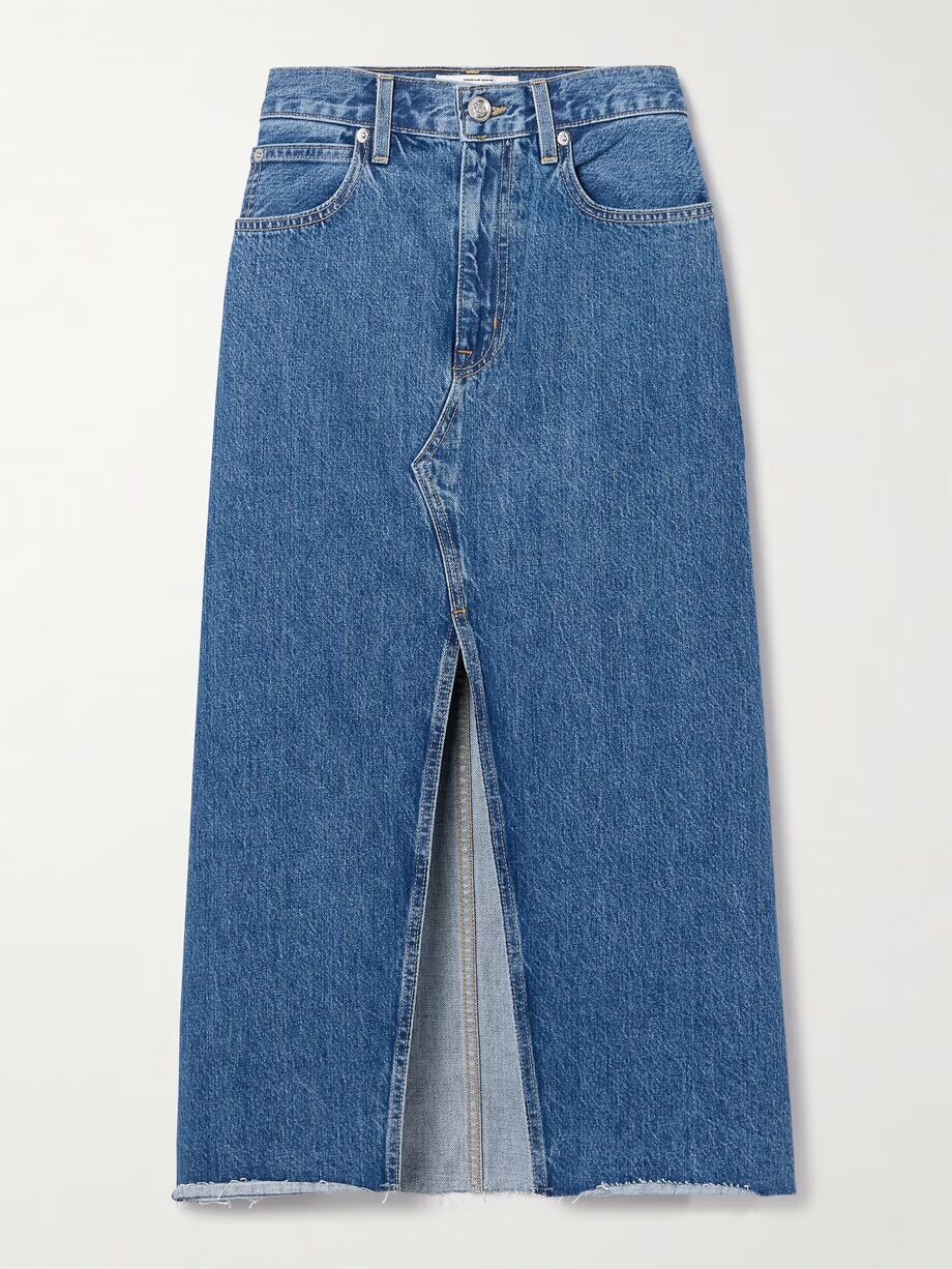 

Джинсовая юбка миди с потертостями Slvrlake, цвет Mid denim