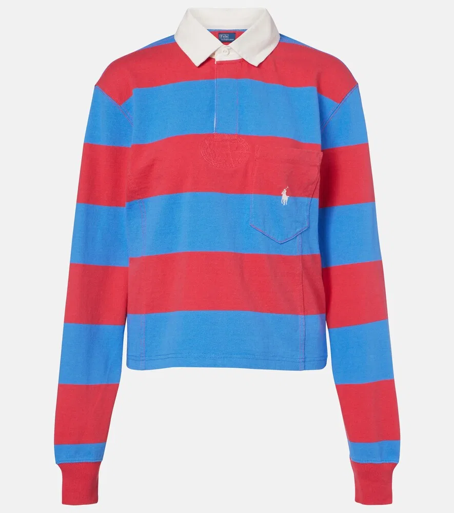 Полосатая хлопковая трикотажная рубашка-поло Polo Ralph Lauren, мультиколор