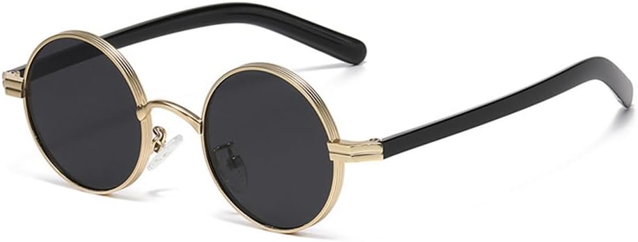 

Солнцезащитные очки UV400 с защитой от УФ-излучения — круглая металлическая оправа в стиле панк, маленькая, для женщин и мужчин, для бега и занятий спортом на открытом воздухе UYPTK, Gold Black